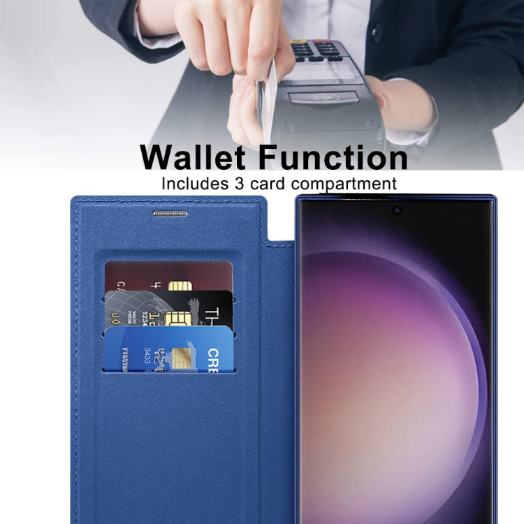 For Samsung Galaxy S25 Ultra 5G Shield MagSafe RFID Anti-theft Rhombus Leather Phone Case(Dark Blue)