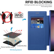 For Samsung Galaxy S25 Ultra 5G Shield MagSafe RFID Anti-theft Rhombus Leather Phone Case(Dark Blue)