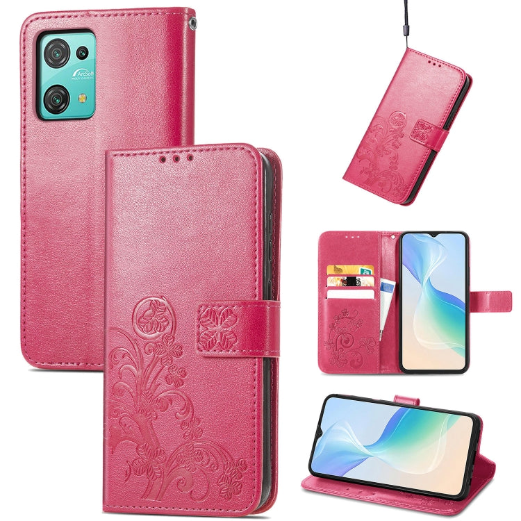For Blackview Oscal C30 Pro Four-leaf Clasp Embossed Buckle Leather Phone Case(Magenta) - More Brand by PMC TechLife | Online Shopping South Africa | PMC TechLife