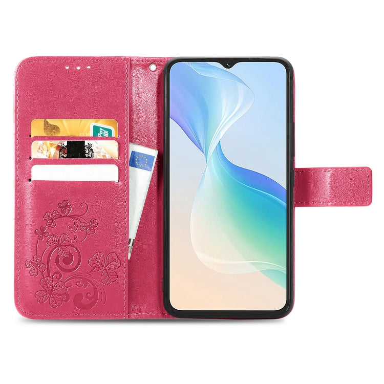 For Blackview Oscal C30 Pro Four-leaf Clasp Embossed Buckle Leather Phone Case(Magenta) - More Brand by PMC TechLife | Online Shopping South Africa | PMC TechLife
