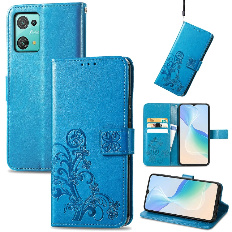 For Blackview Oscal C30 Pro Four-leaf Clasp Embossed Buckle Leather Phone Case(Blue) - More Brand by PMC TechLife | Online Shopping South Africa | PMC TechLife
