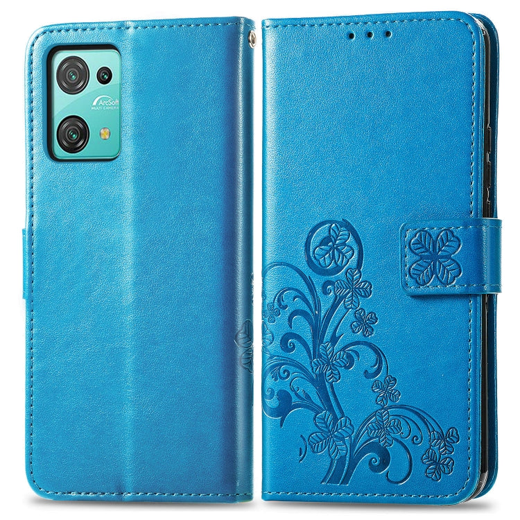 For Blackview Oscal C30 Pro Four-leaf Clasp Embossed Buckle Leather Phone Case(Blue) - More Brand by PMC TechLife | Online Shopping South Africa | PMC TechLife