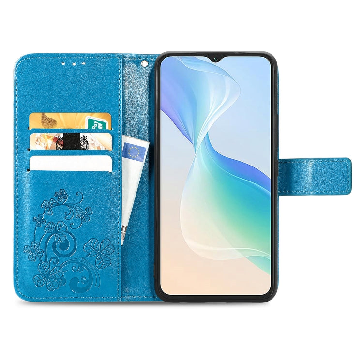 For Blackview Oscal C30 Pro Four-leaf Clasp Embossed Buckle Leather Phone Case(Blue) - More Brand by PMC TechLife | Online Shopping South Africa | PMC TechLife