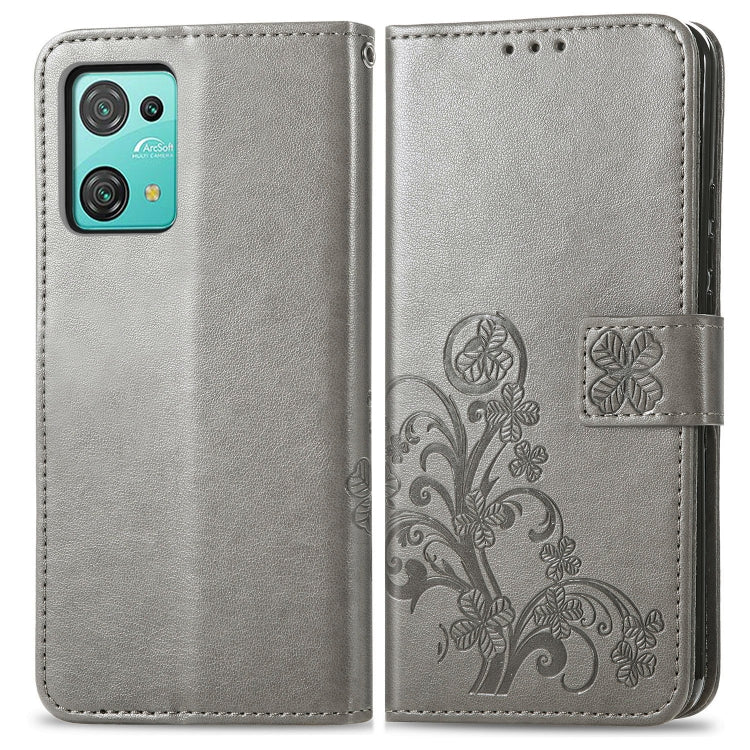 For Blackview Oscal C30 Pro Four-leaf Clasp Embossed Buckle Leather Phone Case(Gray) - More Brand by PMC TechLife | Online Shopping South Africa | PMC TechLife