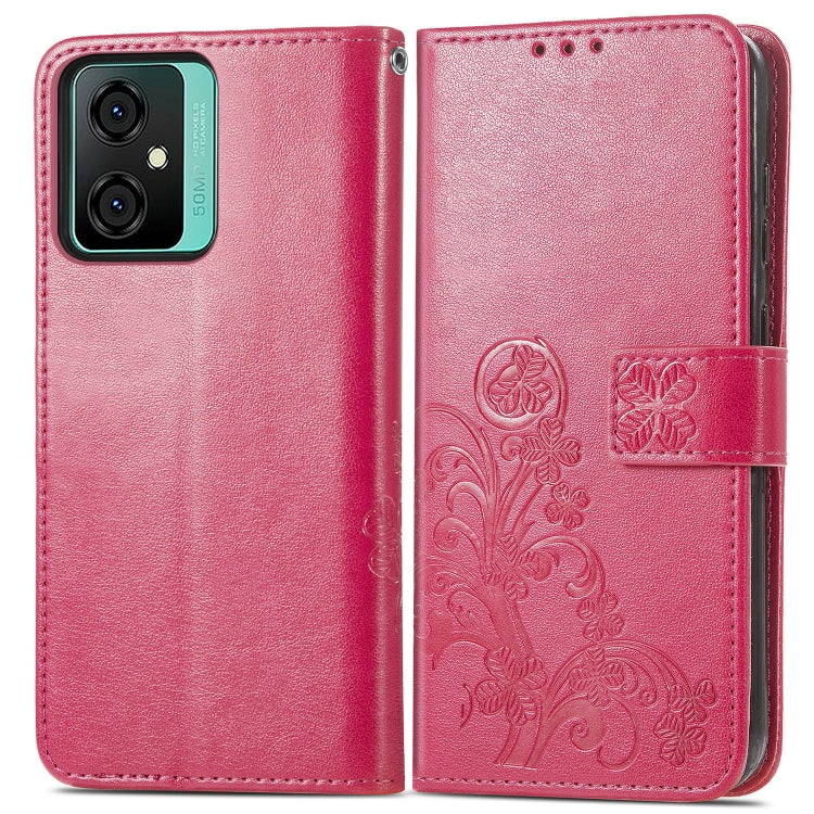 For Blackview Oscal C70 Four-leaf Clasp Embossed Buckle Leather Phone Case(Magenta) - More Brand by PMC TechLife | Online Shopping South Africa | PMC TechLife