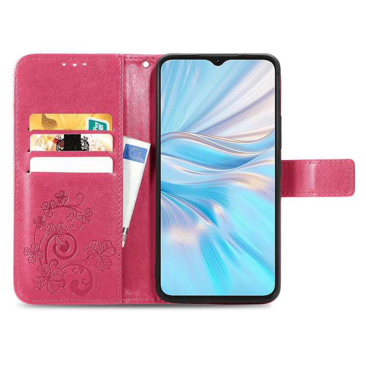 For Blackview Oscal C70 Four-leaf Clasp Embossed Buckle Leather Phone Case(Magenta) - More Brand by PMC TechLife | Online Shopping South Africa | PMC TechLife