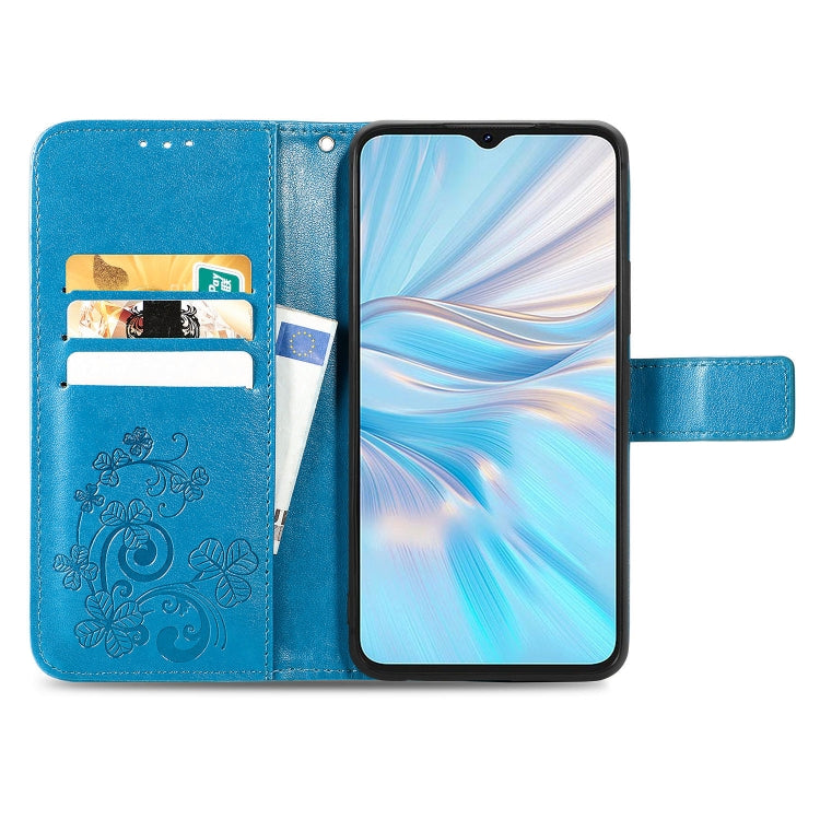 For Blackview Oscal C70 Four-leaf Clasp Embossed Buckle Leather Phone Case(Blue) - More Brand by PMC TechLife | Online Shopping South Africa | PMC TechLife
