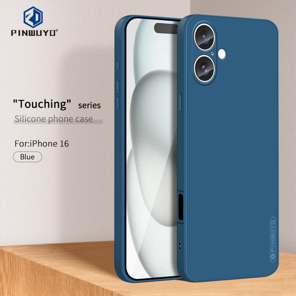 For iPhone 16 PINWUYO Sense Series Liquid Silicone TPU Phone Case(Blue)