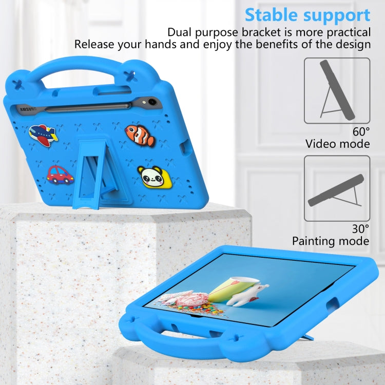 For Samsung Galaxy Tab S9 X710/X716B Handle Kickstand Children EVA Shockproof Tablet Case(Sky Blue)