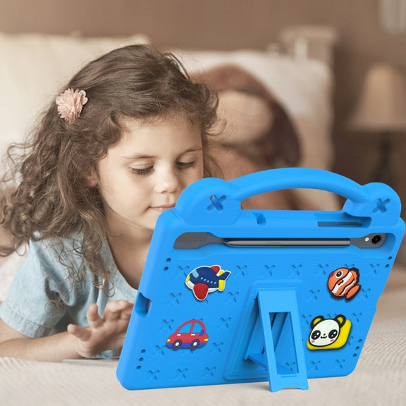 For Samsung Galaxy Tab S9 X710/X716B Handle Kickstand Children EVA Shockproof Tablet Case(Sky Blue)