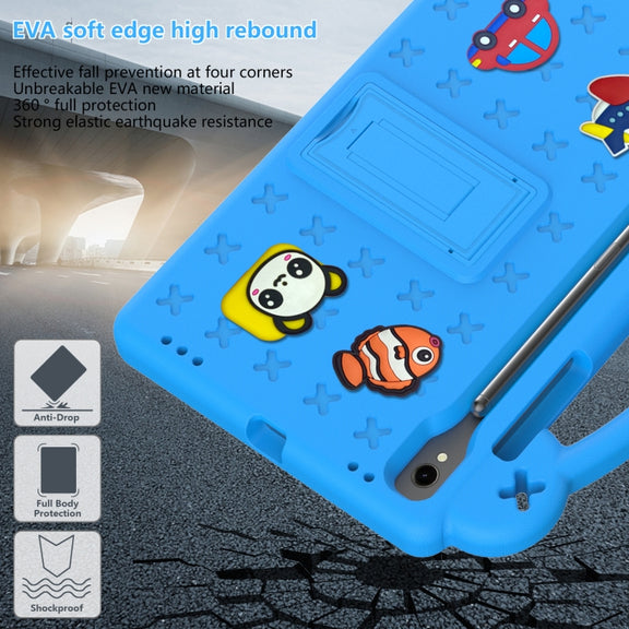 For Samsung Galaxy Tab S9 X710/X716B Handle Kickstand Children EVA Shockproof Tablet Case(Sky Blue)