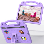 For Samsung Galaxy Tab S9 X710/X716B Handle Kickstand Children EVA Shockproof Tablet Case(Light Purple)