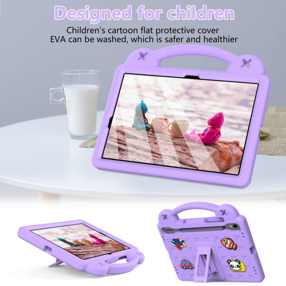 For Samsung Galaxy Tab S9 X710/X716B Handle Kickstand Children EVA Shockproof Tablet Case(Light Purple)