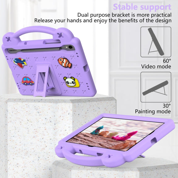 For Samsung Galaxy Tab S9 X710/X716B Handle Kickstand Children EVA Shockproof Tablet Case(Light Purple)