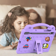 For Samsung Galaxy Tab S9 X710/X716B Handle Kickstand Children EVA Shockproof Tablet Case(Light Purple)