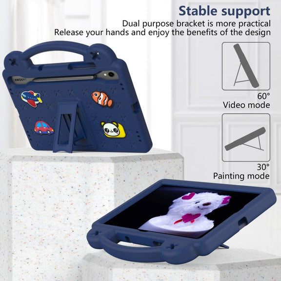 For Samsung Galaxy Tab S9 X710/X716B Handle Kickstand Children EVA Shockproof Tablet Case(Navy Blue)