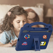 For Samsung Galaxy Tab S9 X710/X716B Handle Kickstand Children EVA Shockproof Tablet Case(Navy Blue)