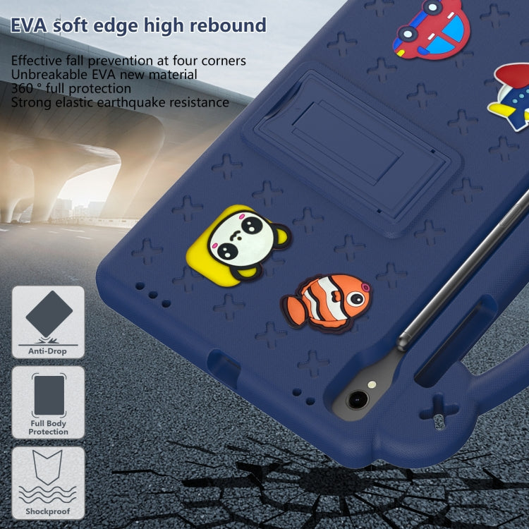For Samsung Galaxy Tab S9 X710/X716B Handle Kickstand Children EVA Shockproof Tablet Case(Navy Blue)