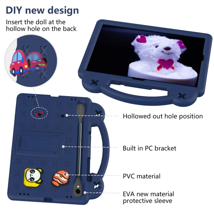 For Samsung Galaxy Tab S9 X710/X716B Handle Kickstand Children EVA Shockproof Tablet Case(Navy Blue)