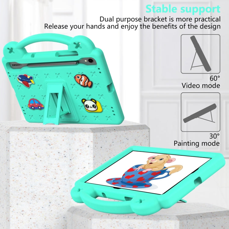 For Samsung Galaxy Tab S9 FE / X510N Handle Kickstand Children EVA Shockproof Tablet Case(Mint Green) - Galaxy Tab S9 FE by PMC TechLife | Online Shopping South Africa | PMC TechLife