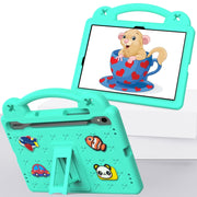 For Samsung Galaxy Tab S9 FE / X510N Handle Kickstand Children EVA Shockproof Tablet Case(Mint Green)