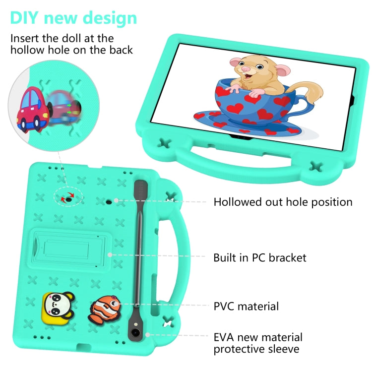 For Samsung Galaxy Tab S9 FE / X510N Handle Kickstand Children EVA Shockproof Tablet Case(Mint Green) - Galaxy Tab S9 FE by PMC TechLife | Online Shopping South Africa | PMC TechLife