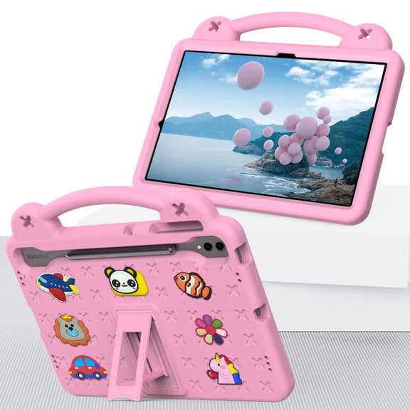 For Samsung Galaxy Tab S9+ 12.4 X810 Handle Kickstand Children EVA Shockproof Tablet Case(Pink)