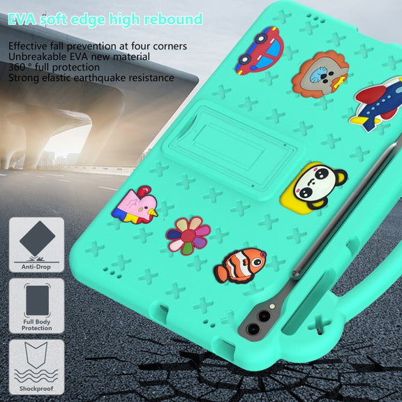 For Samsung Galaxy Tab S10+12.4 X820 Handle Kickstand Children EVA Shockproof Tablet Case(Mint Green)