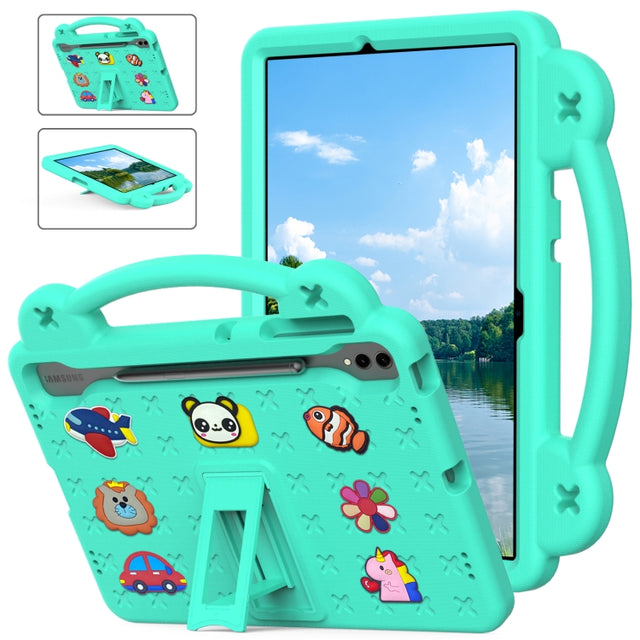 For Samsung Galaxy Tab S10+12.4 X820 Handle Kickstand Children EVA Shockproof Tablet Case(Mint Green)