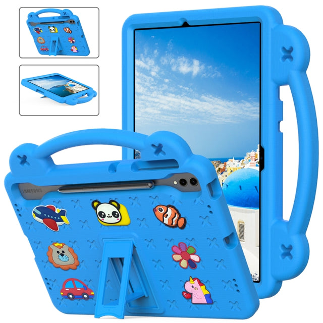 For Samsung Galaxy Tab S10+12.4 X820 Handle Kickstand Children EVA Shockproof Tablet Case(Sky Blue)