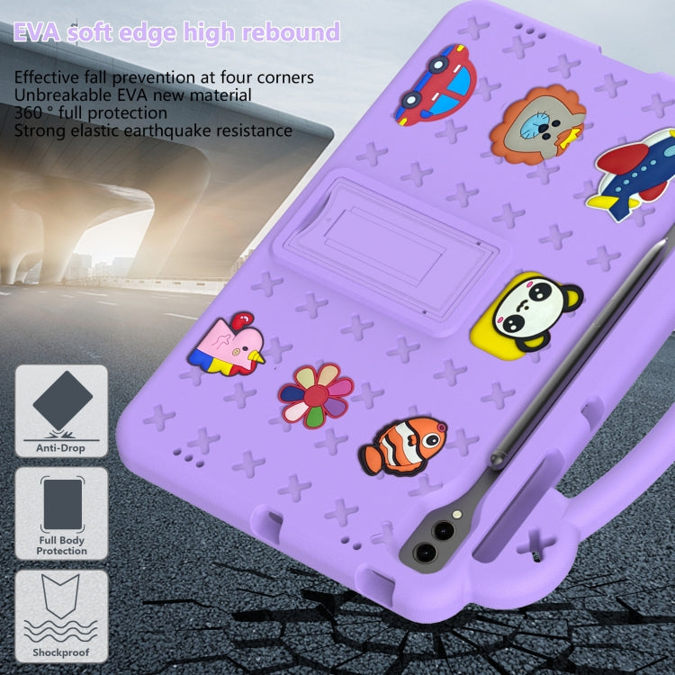 For Samsung Galaxy Tab S10+12.4 X820 Handle Kickstand Children EVA Shockproof Tablet Case(Light Purple)