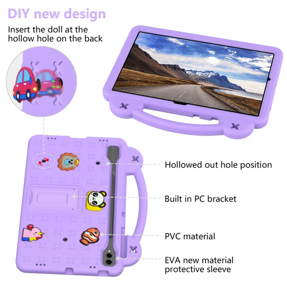 For Samsung Galaxy Tab S10+12.4 X820 Handle Kickstand Children EVA Shockproof Tablet Case(Light Purple)