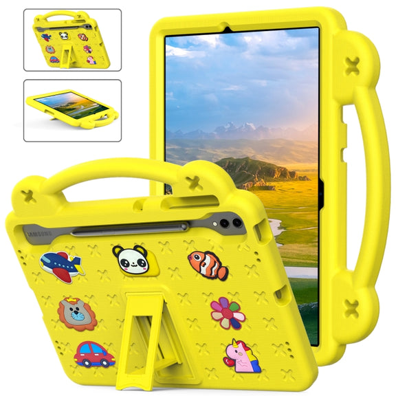 For Samsung Galaxy Tab S10+12.4 X820 Handle Kickstand Children EVA Shockproof Tablet Case(Yellow)