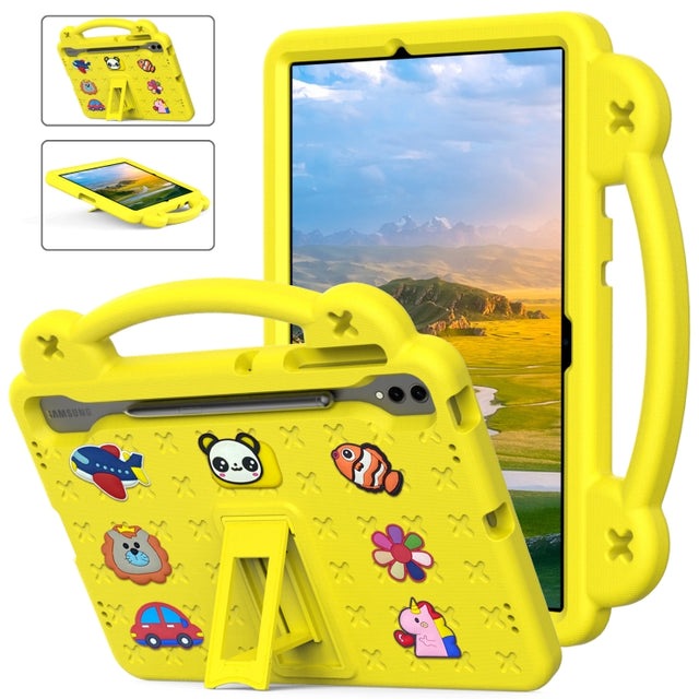 For Samsung Galaxy Tab S10+12.4 X820 Handle Kickstand Children EVA Shockproof Tablet Case(Yellow)