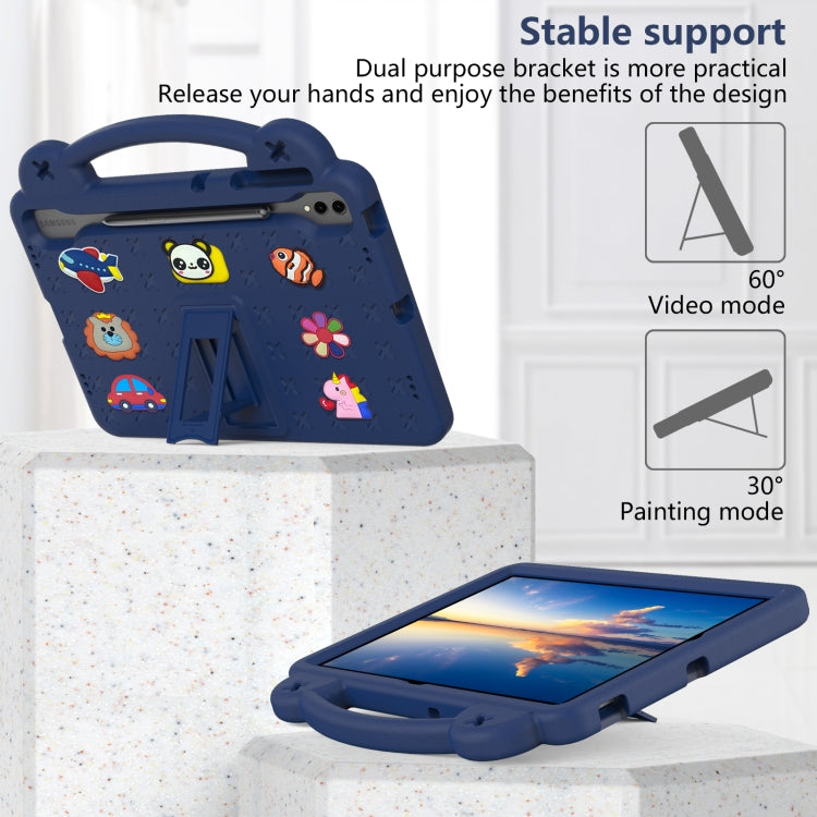 For Samsung Galaxy Tab S10+12.4 X820 Handle Kickstand Children EVA Shockproof Tablet Case(Navy Blue)