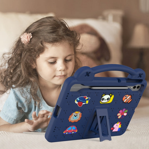 For Samsung Galaxy Tab S10+12.4 X820 Handle Kickstand Children EVA Shockproof Tablet Case(Navy Blue)