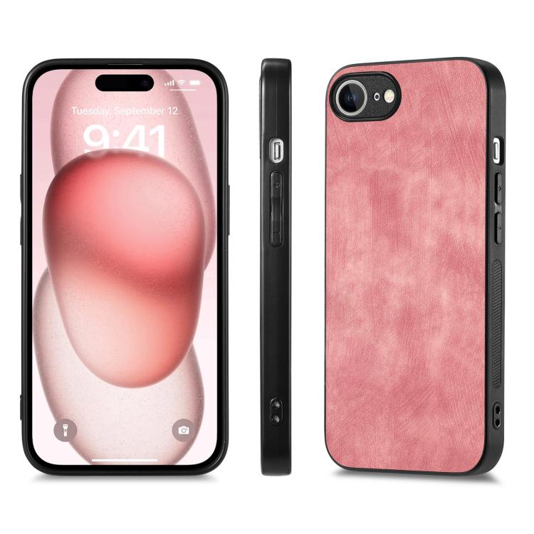 For iPhone 16e Vintage Leather PC Back Cover Phone Case(Pink) - iPhone 16e Cases by PMC TechLife | Online Shopping South Africa | PMC TechLife | Buy Now Pay Later Mobicred