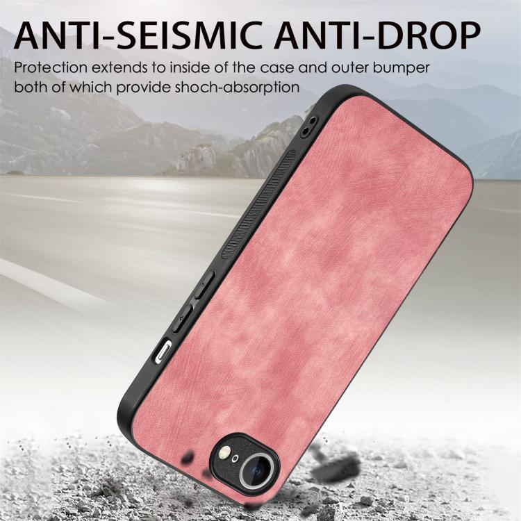 For iPhone 16e Vintage Leather PC Back Cover Phone Case(Pink) - iPhone 16e Cases by PMC TechLife | Online Shopping South Africa | PMC TechLife | Buy Now Pay Later Mobicred