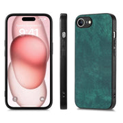 For iPhone 16e Vintage Leather PC Back Cover Phone Case(Green)