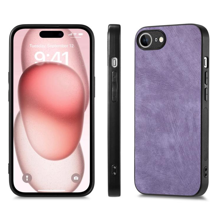For iPhone 16e Vintage Leather PC Back Cover Phone Case(Purple) - iPhone 16e Cases by PMC TechLife | Online Shopping South Africa | PMC TechLife | Buy Now Pay Later Mobicred