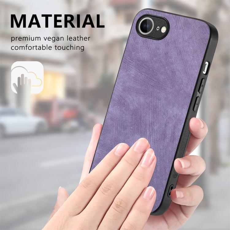 For iPhone 16e Vintage Leather PC Back Cover Phone Case(Purple) - iPhone 16e Cases by PMC TechLife | Online Shopping South Africa | PMC TechLife | Buy Now Pay Later Mobicred