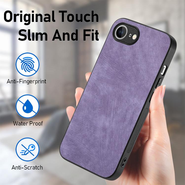 For iPhone 16e Vintage Leather PC Back Cover Phone Case(Purple) - iPhone 16e Cases by PMC TechLife | Online Shopping South Africa | PMC TechLife | Buy Now Pay Later Mobicred