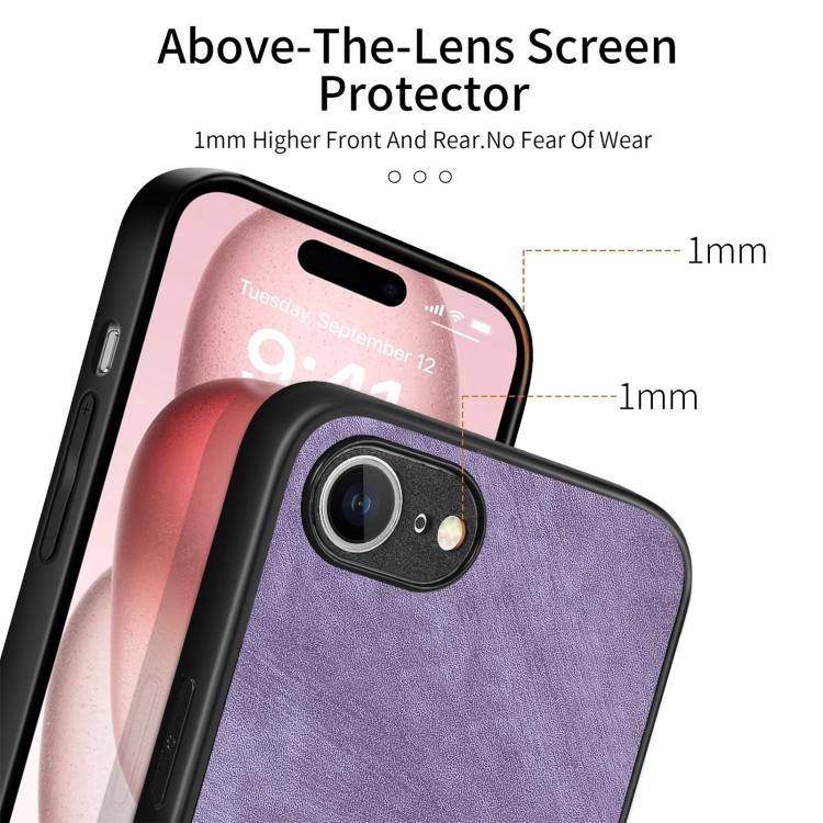 For iPhone 16e Vintage Leather PC Back Cover Phone Case(Purple) - iPhone 16e Cases by PMC TechLife | Online Shopping South Africa | PMC TechLife | Buy Now Pay Later Mobicred