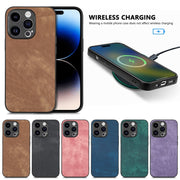 For iPhone 16e Vintage Leather PC Back Cover Phone Case(Black)
