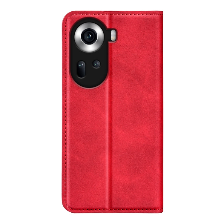 For OPPO Reno11 5G Global Retro-skin Magnetic Suction Leather Phone Case(Red) - Reno11 Cases by PMC TechLife | Online Shopping South Africa | PMC TechLife | Buy Now Pay Later Mobicred