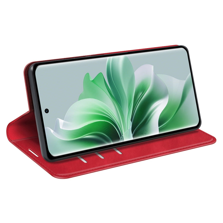 For OPPO Reno11 5G Global Retro-skin Magnetic Suction Leather Phone Case(Red) - Reno11 Cases by PMC TechLife | Online Shopping South Africa | PMC TechLife | Buy Now Pay Later Mobicred