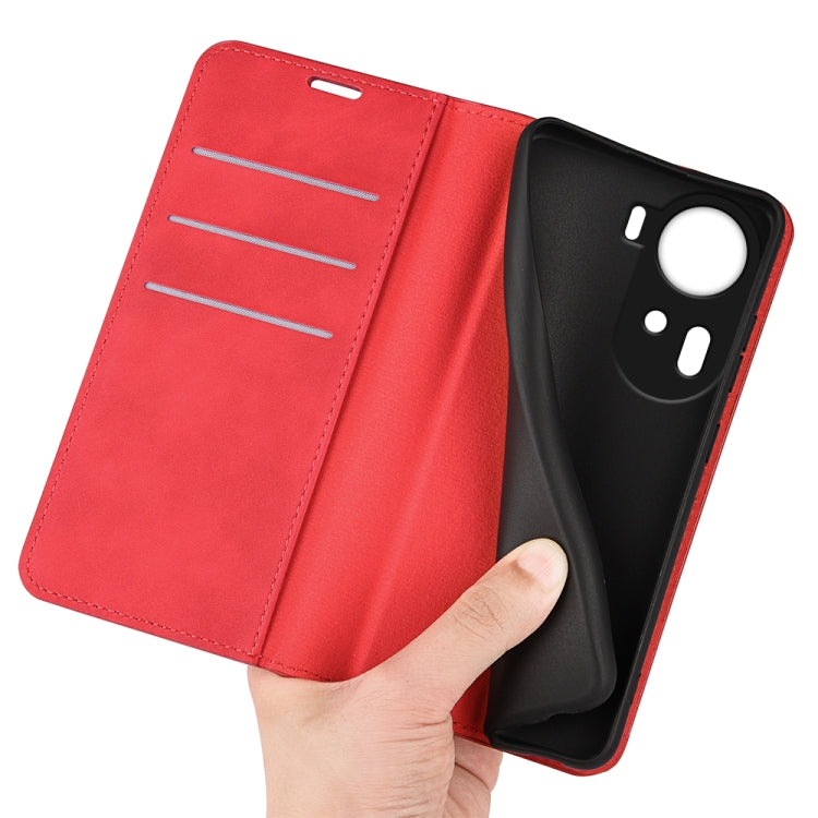 For OPPO Reno11 5G Global Retro-skin Magnetic Suction Leather Phone Case(Red) - Reno11 Cases by PMC TechLife | Online Shopping South Africa | PMC TechLife | Buy Now Pay Later Mobicred