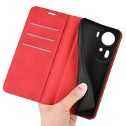 For OPPO Reno11 5G Global Retro-skin Magnetic Suction Leather Phone Case(Red)