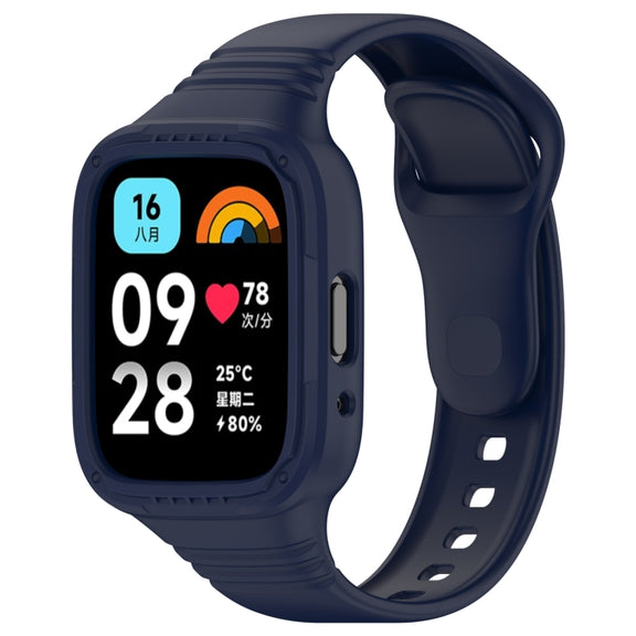 For Redmi Watch 3 Active Integrated Fully Enclosed Silicone Watch Band(Ink Blue)