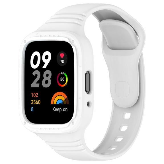For Redmi Watch 3 Lite Integrated Fully Enclosed Silicone Watch Band(White)